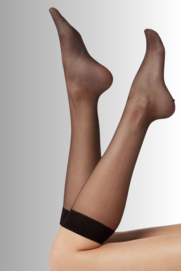 Flashy Black Color Shiny Thin Below-Knee Socks