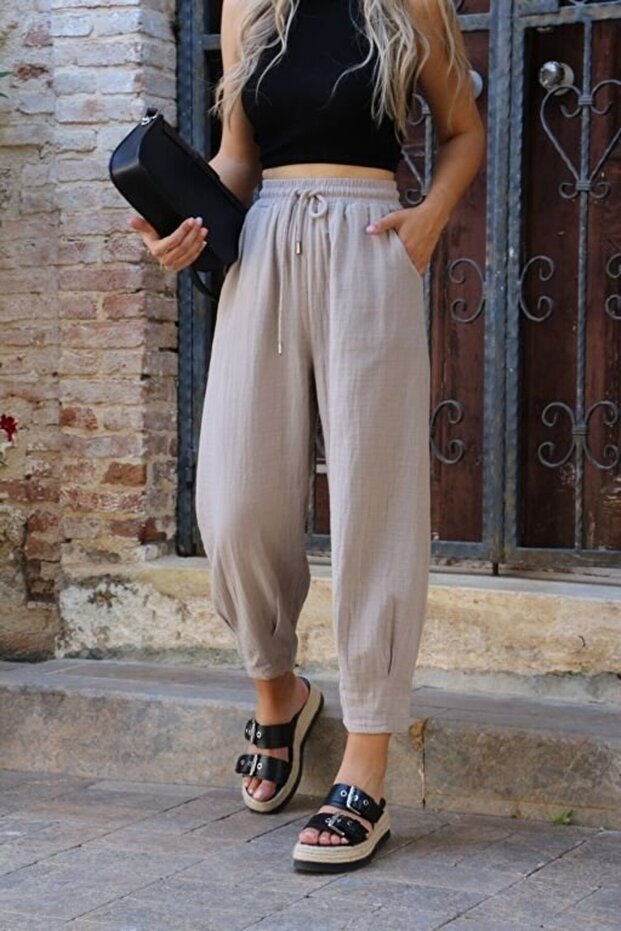 Gray Natural Linen Trousers