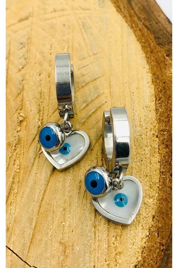 Silver-Colored Figured Steel Earrings