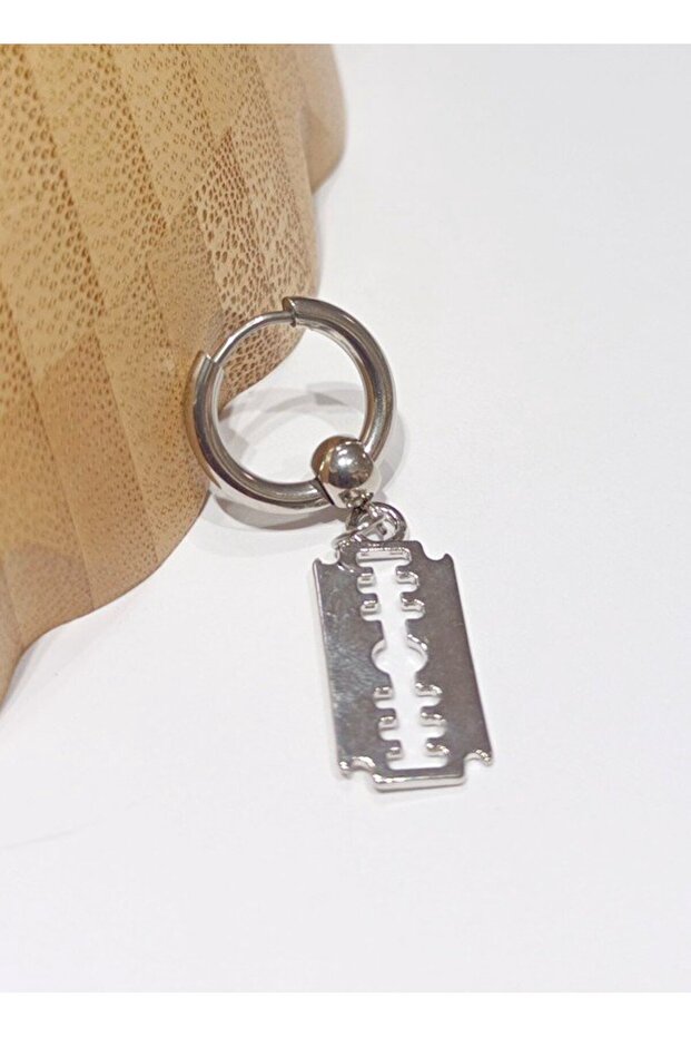 Steel Silver Color Figured Unisex Earrings