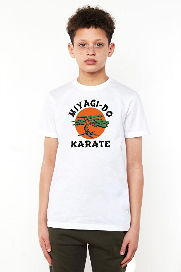Cobra Kai Miyagi Do Karate White Kids Bike Collar T-shirt