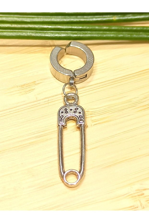 Steel Silver Color Figured Unisex Earrings