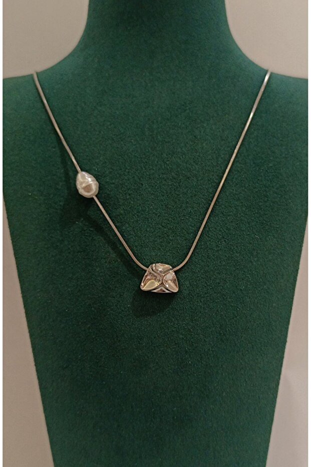 Silver Color Figured Fancy Necklace