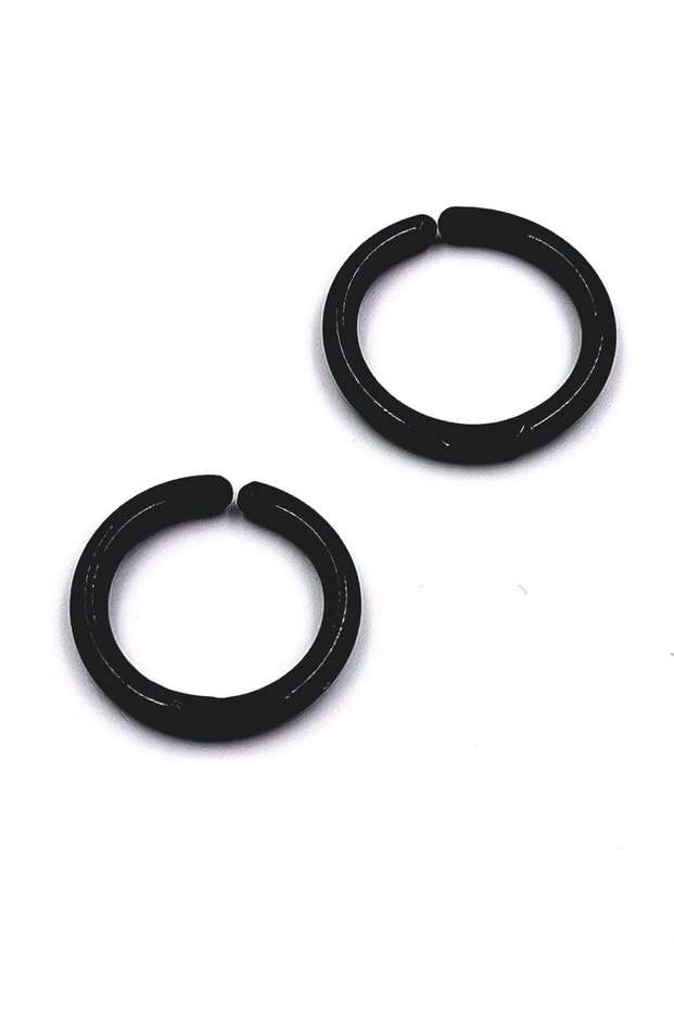 316 l steel black color unisex hoop earrings (for ear without hole)