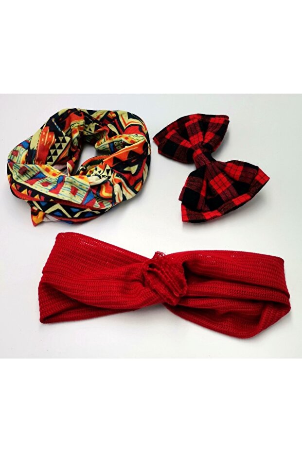 Colorful Patterned Crown Buckle Bandana Set