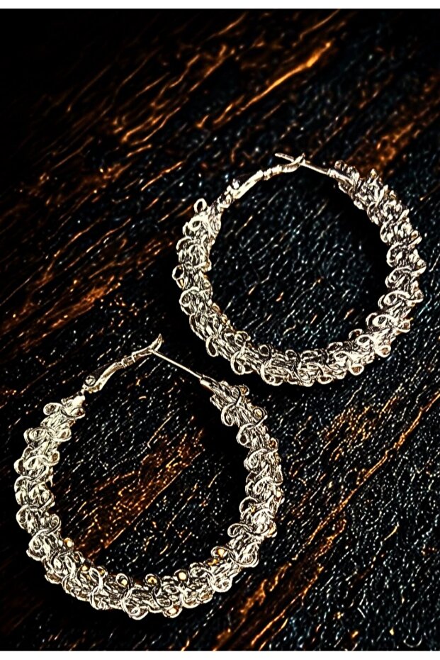 Silver Color Hoop Earrings with Luxurious Figures
