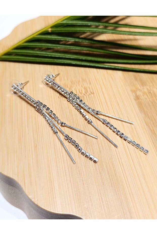 Luxury Silver Color Stone Evening Dress Earrings