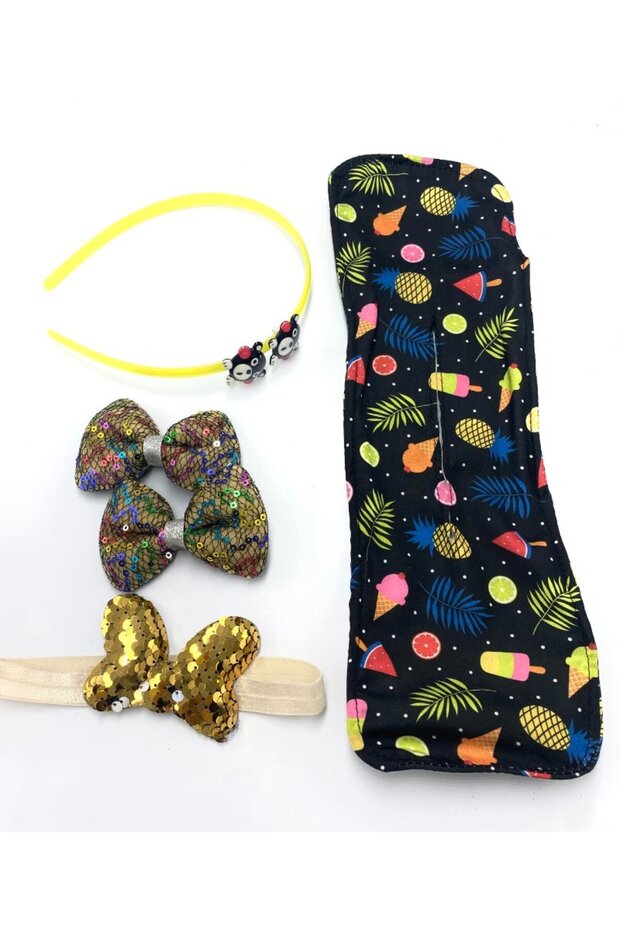 Colorful Patterned Crown Buckle Bandana Set