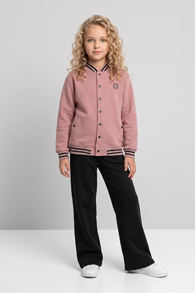 Girls' College Collar Wide Leg Tracksuit Set