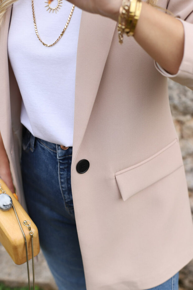 Mink Single Button Blazer - 6