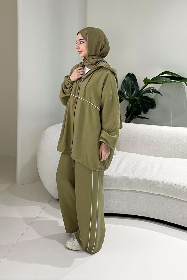 Piped Sports Set - Oil Green