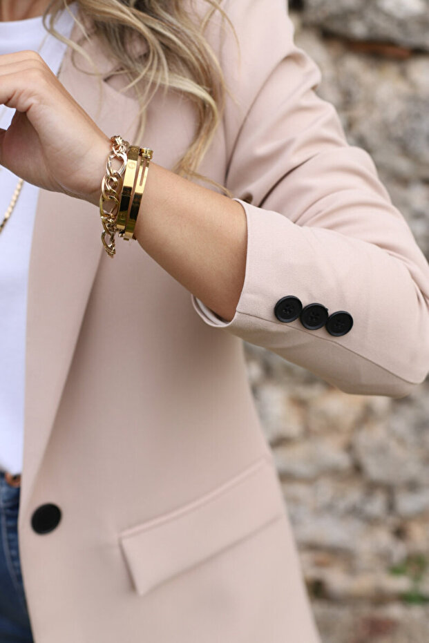Mink Single Button Blazer - 5
