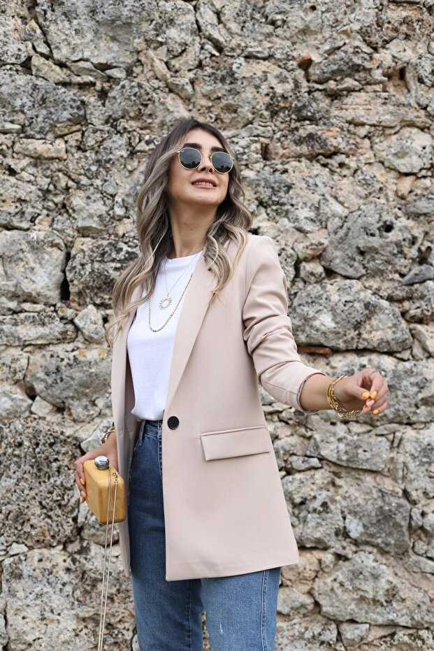 Mink Single Button Blazer - 1