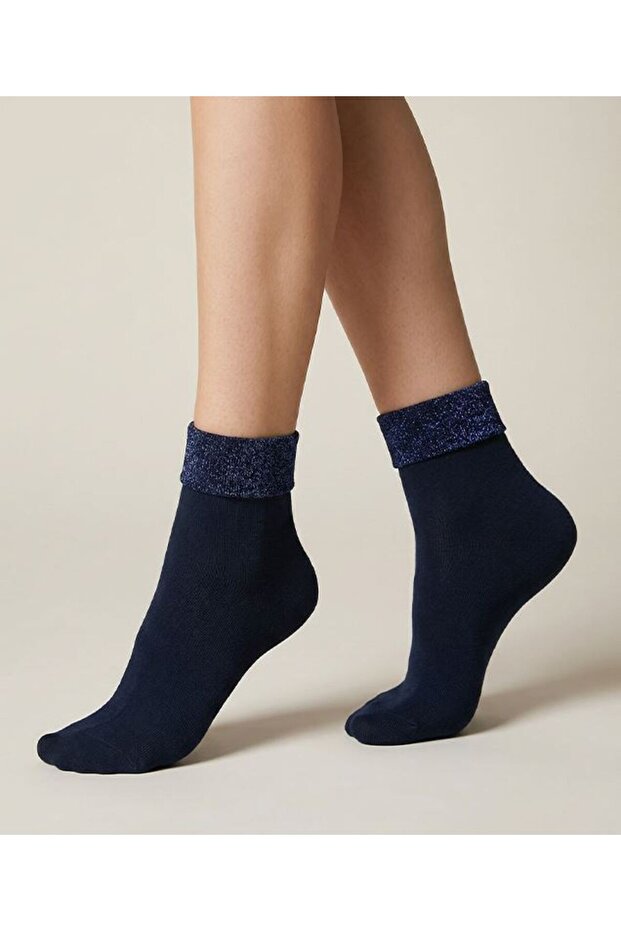 Glittered Curled Towel Socks - 1