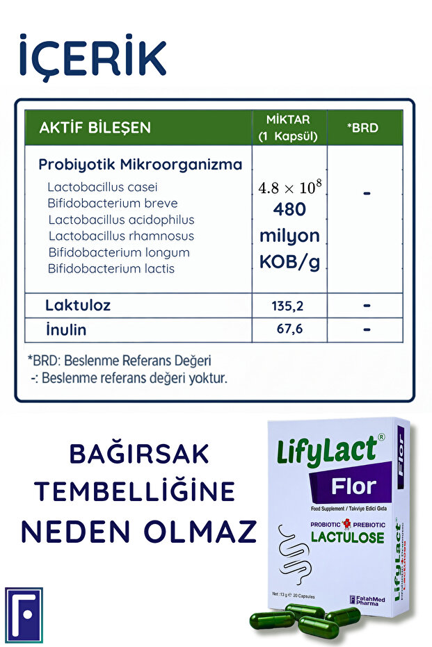 ® Flor Probiyotik Kapsül , Prebiyotik , Laktuloz, - 3