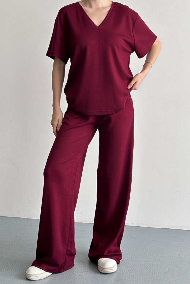 Women's Basic Half Sleeve V-Neck Modal Set 3197