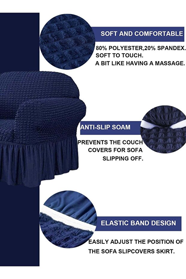 Elastic Sofa Cover with Skirt,Stretch Furniture Protector,Washable Soft Couch Cover