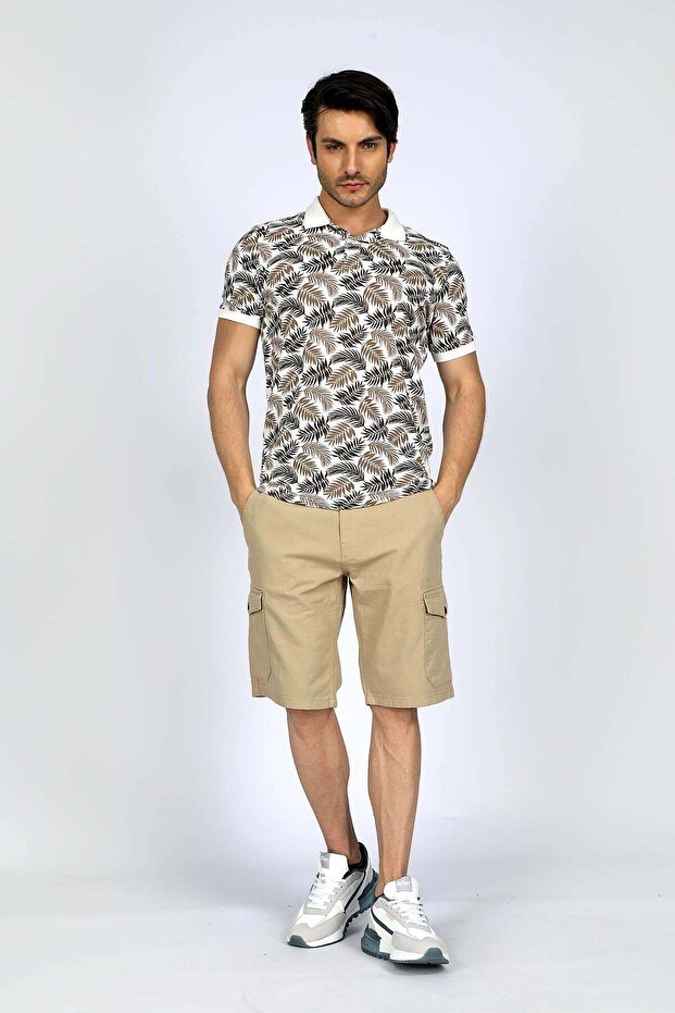 شورت رجالي مريح باللون البيج 242 LCM 221011 MAN 1 BEIGE