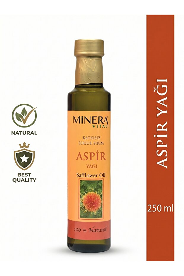 Safflower Oil 250 ml (Safflower Oil) 100% Pure Cold Pressed Glass Bottle