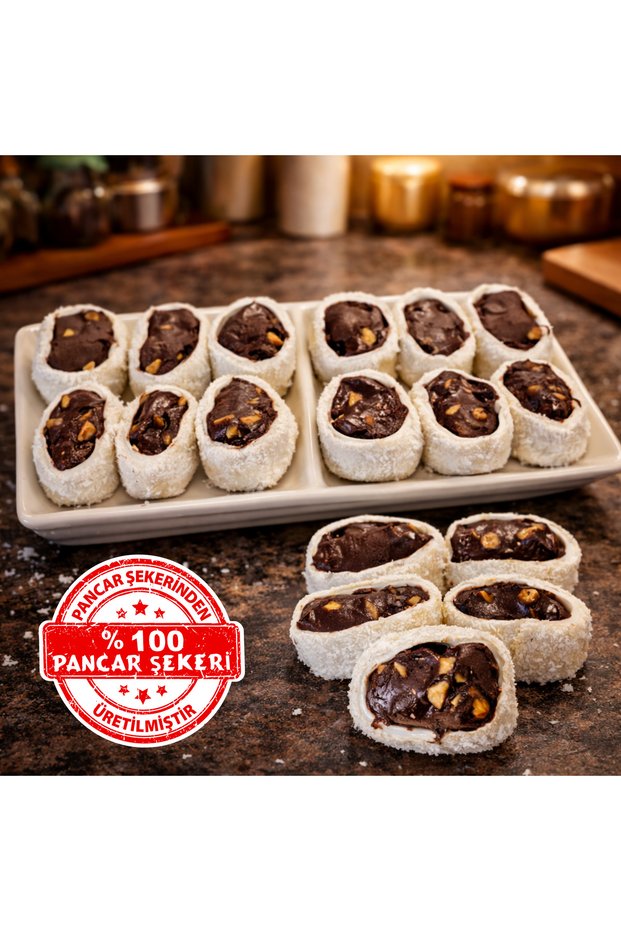 1kg Coated Coconut Turkish Delight - Chocolate Filled