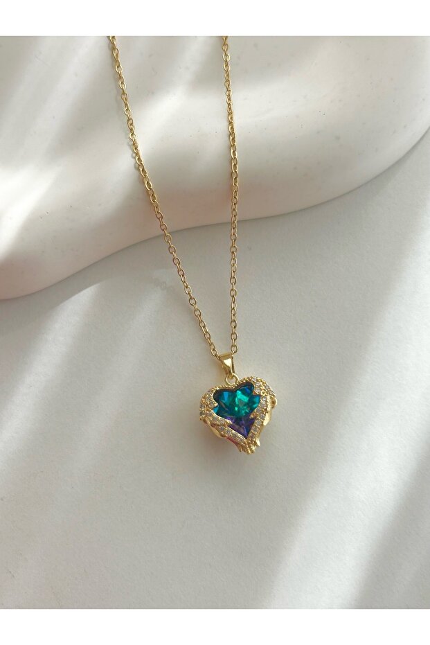 Adjustable Steel Necklace with Blue Stone Heart Figure (Suitable for Special Occasions/Daily Use/Gift)