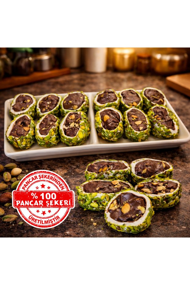 Net Pistachio Coated Chocolate Filled Turkish Delight 200Gram