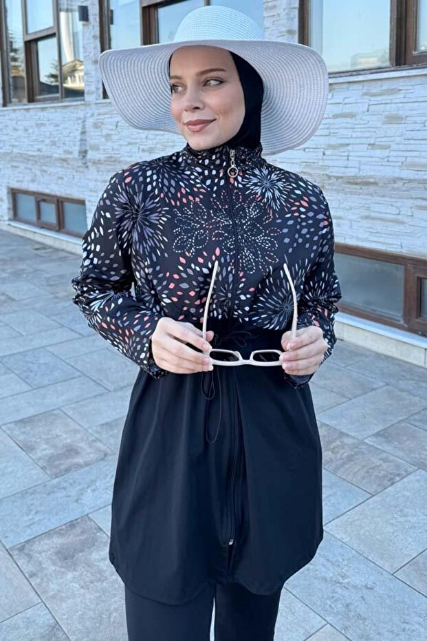 ملابس سباحة نسائية محتشمة بالكامل بنمط منسوج من نيريمان موديل