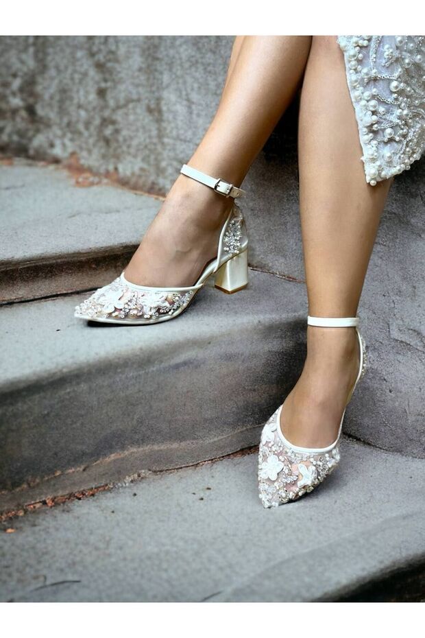Flowered Bridal Shoes, Bridal Shoes, Embroidered Bridal Shoes