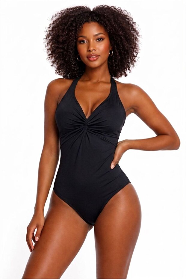 Costum de baie modelator cu detaliu decupat suprapus - 3
