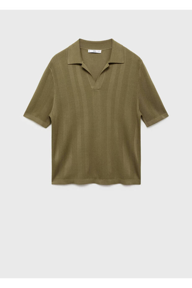 Geripptes Strick-Poloshirt - 3