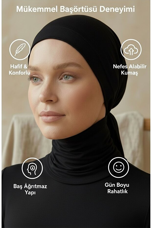 بونيه مخيط من الأمام مع أربطة - قماش فيسكوز - بونيه داخلي مريح