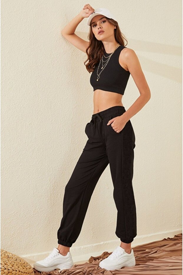 Black Winter Drawstring Sweatpants - 1