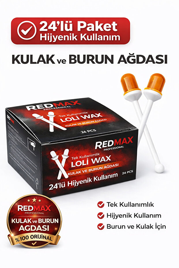 Redmax Professional Loli Wax Ağda Burun Ve Kulaklar İçin Tek Kullanımlık Ağda Çubuğu 24'Lü Paket