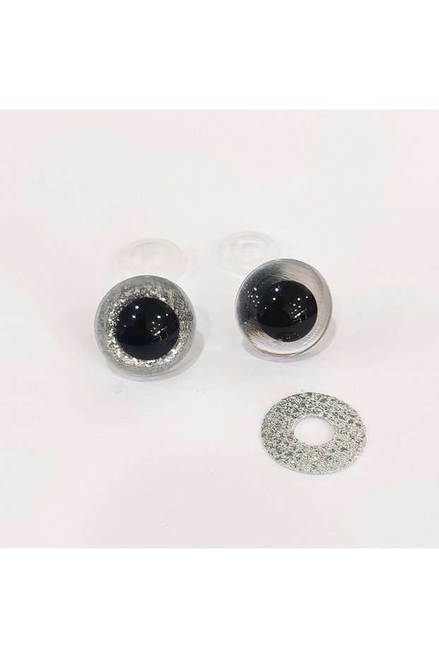 Amigurumi 18 Mm Screw Colorful Glitter Eye - Silver - 10 Pieces (5 Pairs) Locked Eye