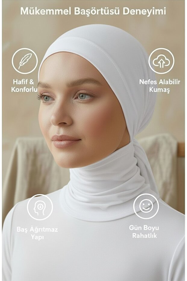 بونيه مخيط من الأمام مع أربطة - قماش فيسكوز - بونيه داخلي مريح