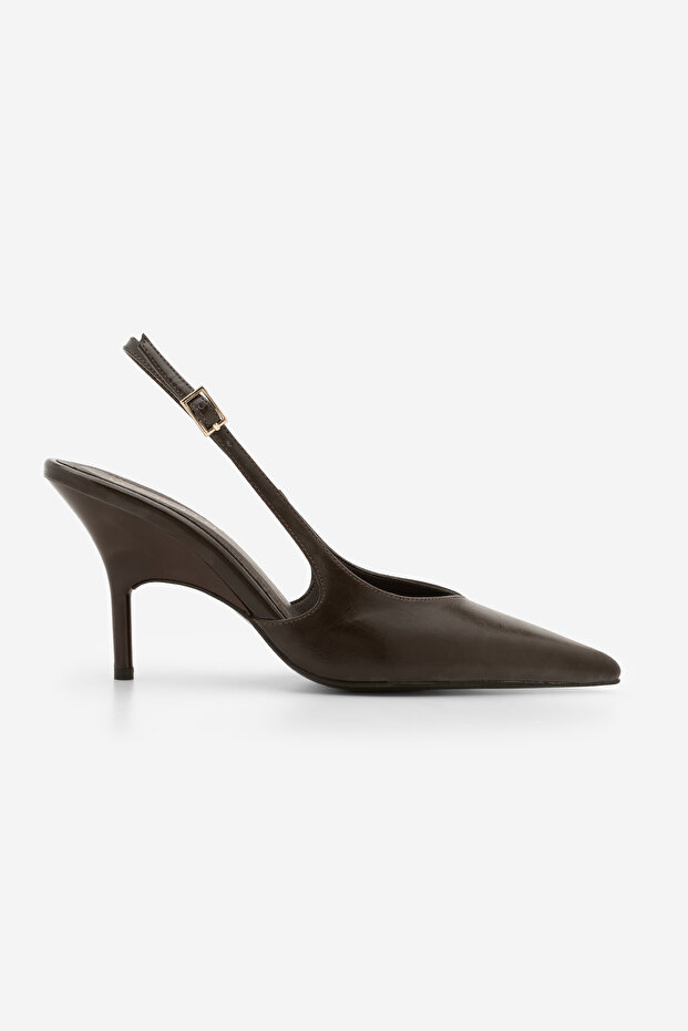Women's Stiletto Pointed Toe Open Sided Classic Heeled Shoes Fesro Brown