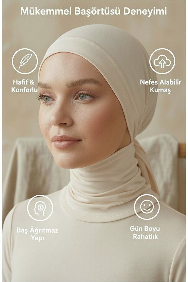 بونيه مخيط من الأمام مع أربطة - قماش فيسكوز - بونيه داخلي مريح