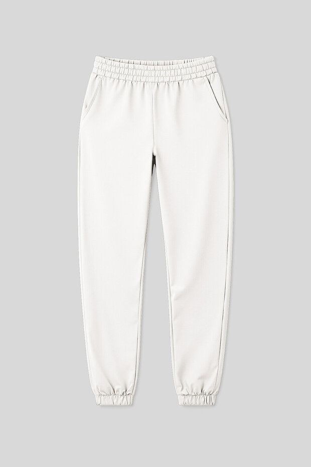 Ecru Pocketed High Waist Comfortable Form Rubber Leg Women's Tracksuit Bottom - 94583