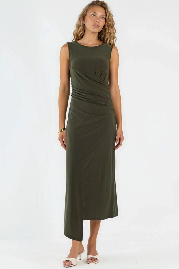Drawstring A-Line Midi Dress - 6