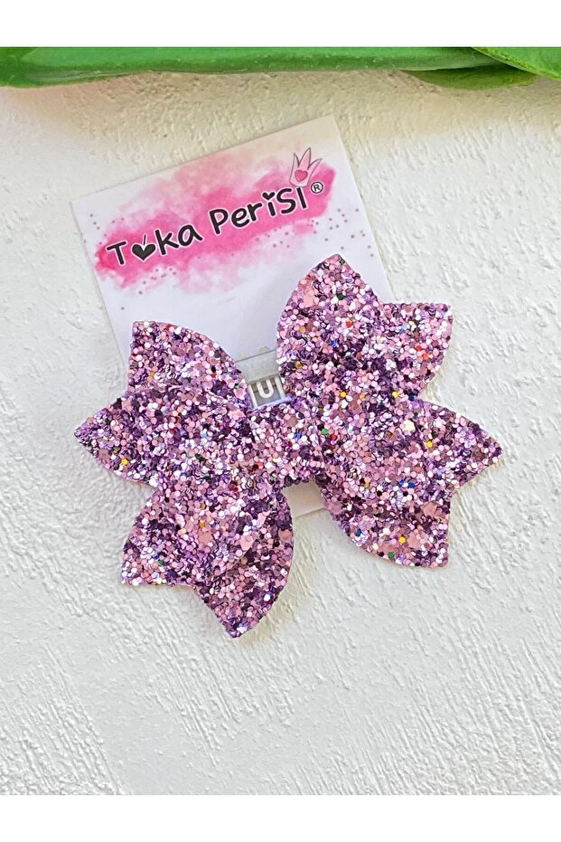 Hairless Baby Hair Clip / Hairless Glitter Lilac Bow Hair Clip