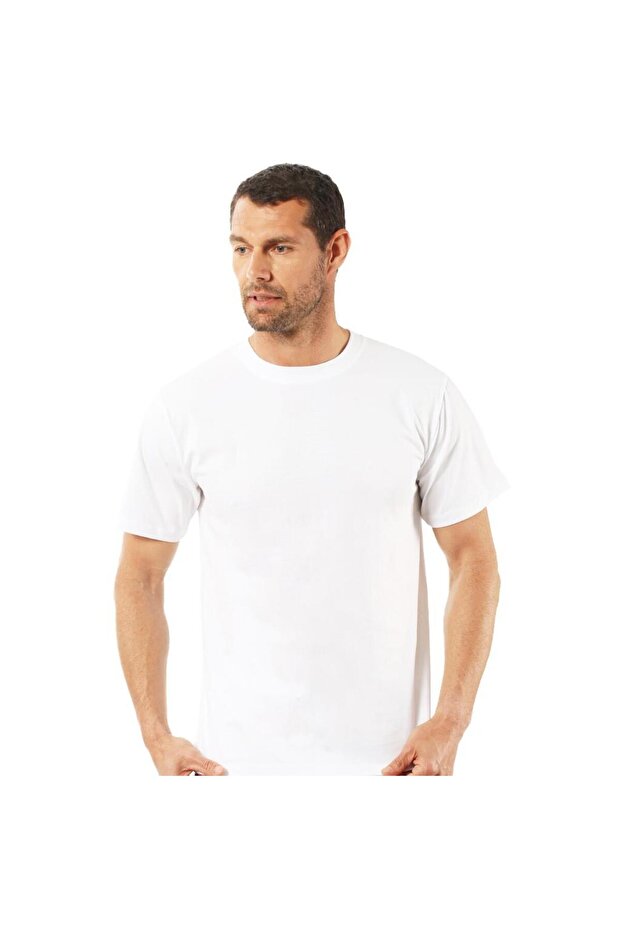Pack of 6 Men's Short Sleeve Closed Collar Combed Cotton Undershirts 0055