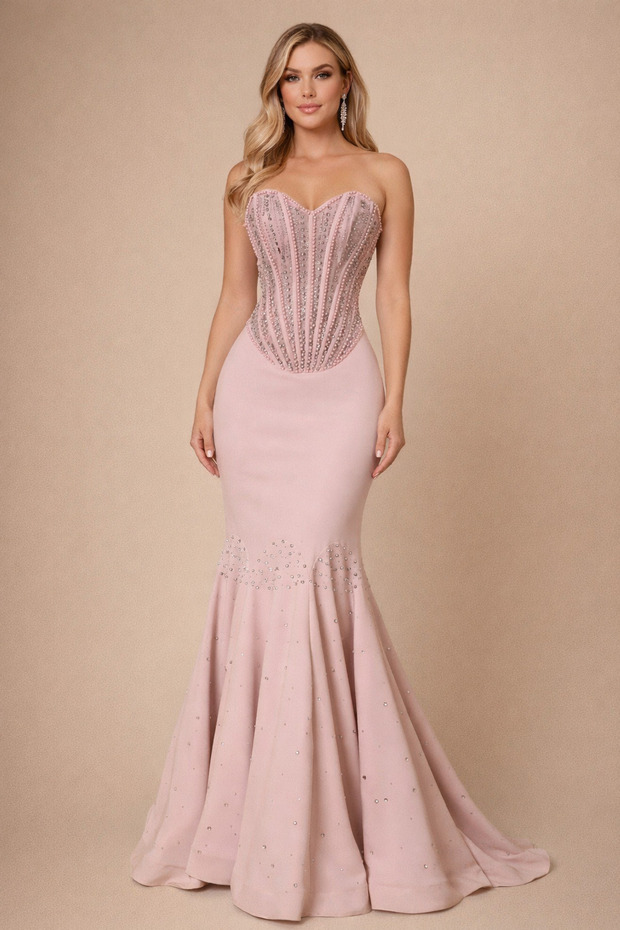 Luxury Pink Mermaid Evening Dress