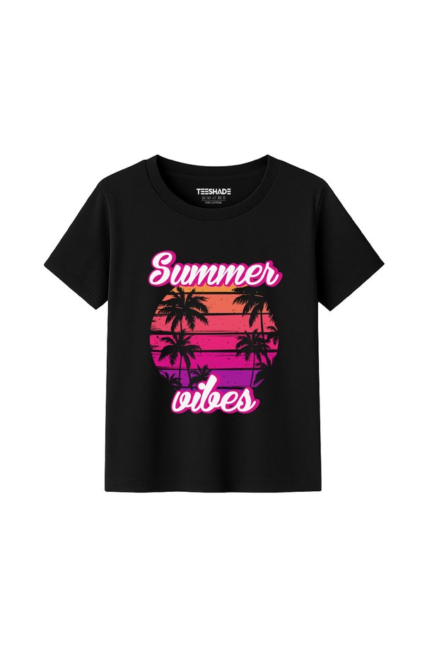 Summer Vibes Sunet T-Shirt for Unisex Kids 100% Cotton, Multiple Colors – Sizes 0-16 Years