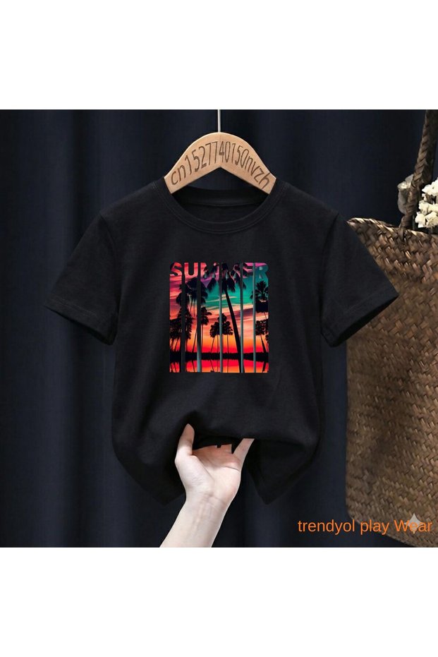 Summer 2026 New Season Printed 100% Children's Unisex T-Shirt 5 6 -7 8-9 10 -11 12 Years Old