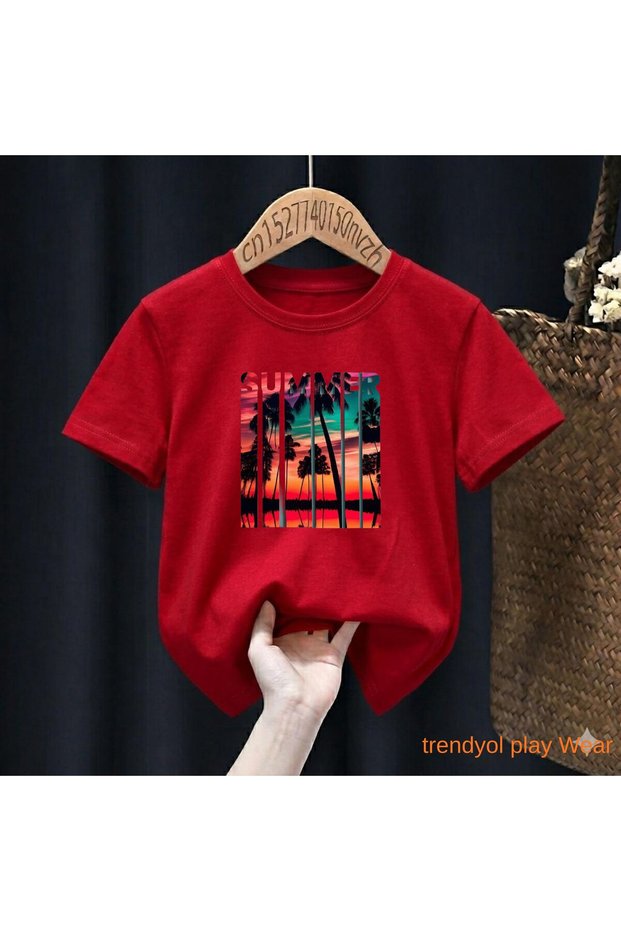 Summer 2026 New Season Printed 100% Children's Unisex T-Shirt 5 6 -7 8-9 10 -11 12 Years Old