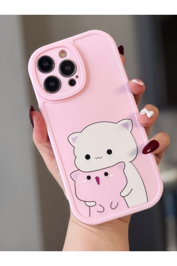iPhone 14 Pro Max Powder Pink Patterned Case
