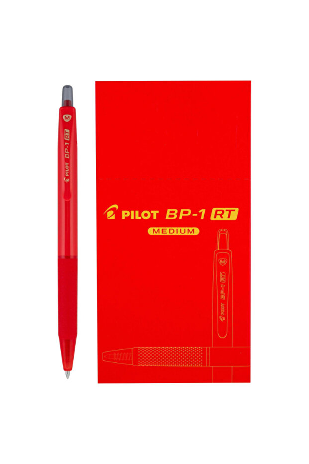 BP-1 RT-M-RD Medium Retractable Red Ball Pen, 0.7mm, Red, Box of 12