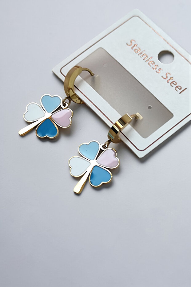 Clover Earrings with Evil Eye Beads - 316L Clover Model