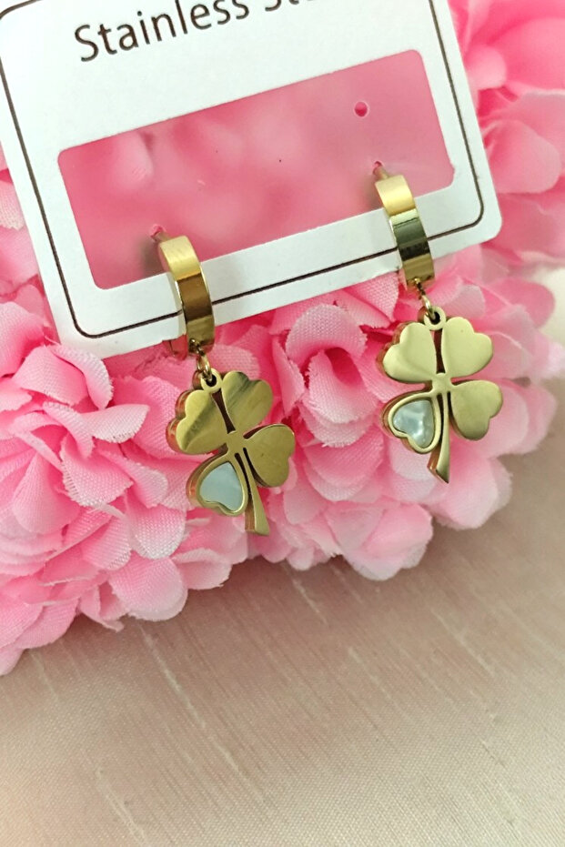 Clover Earrings with Evil Eye Beads - 316L Clover Model