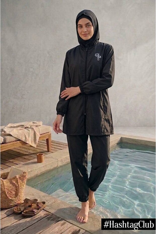 Hijab Swimsuit Fully Covered Set of 4 Waterproof Quick Drying Parachute Fabric